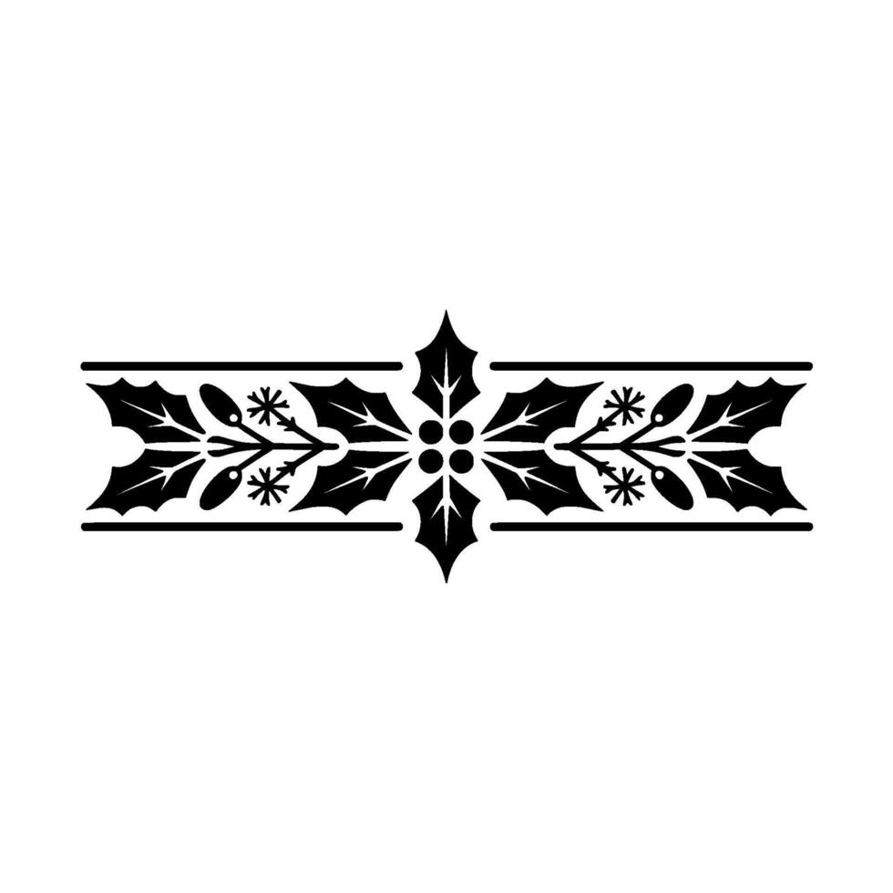 Elegant Black and White Christmas Holly Border Illustration vector