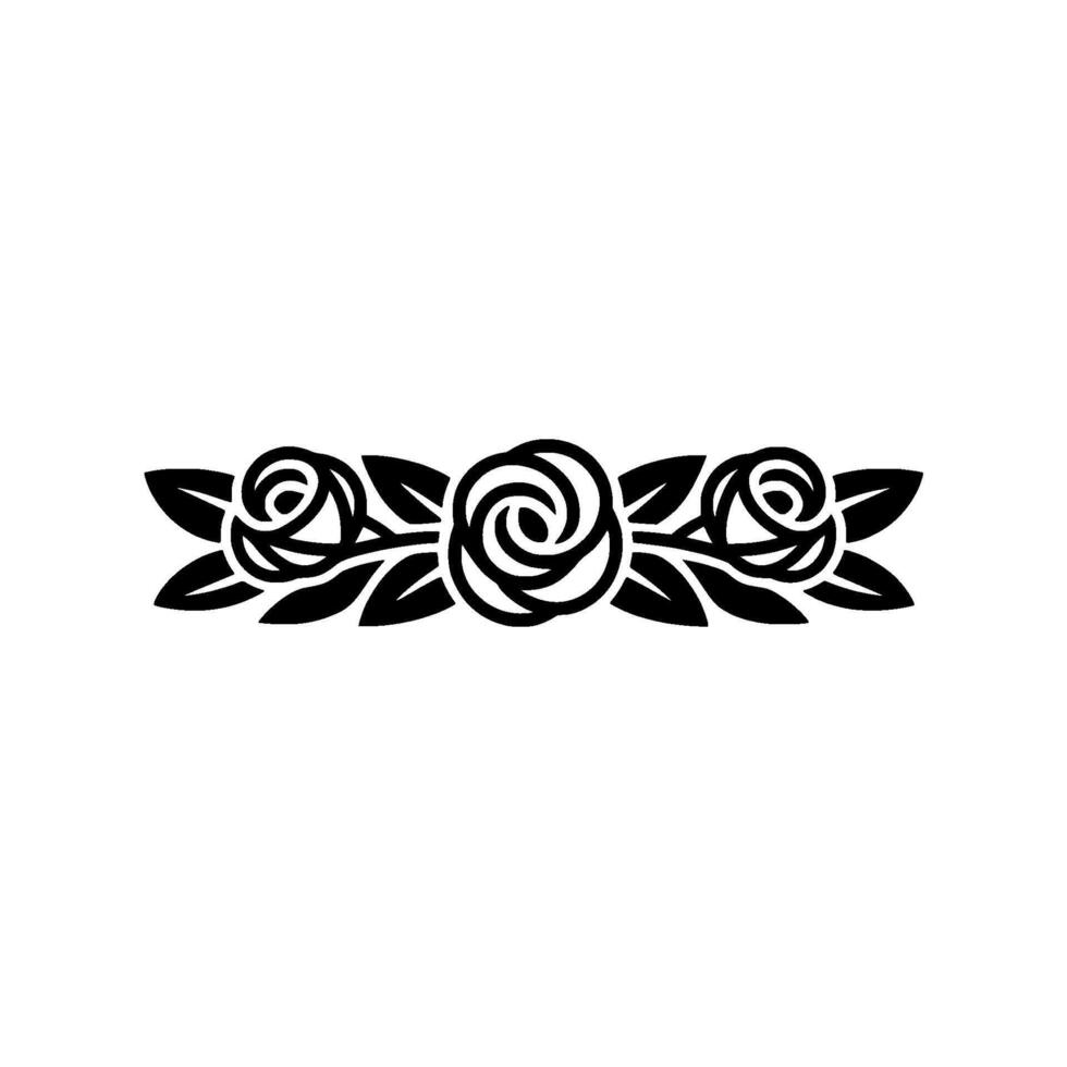 Elegant Rose Border Black and White Floral Element vector