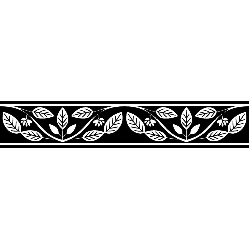 Elegant Silver Leaf Border on Black with Neutral Background vector