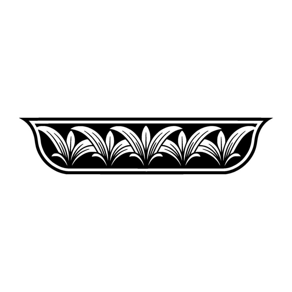 Art Deco Foliage Border , Minimalist Black White vector