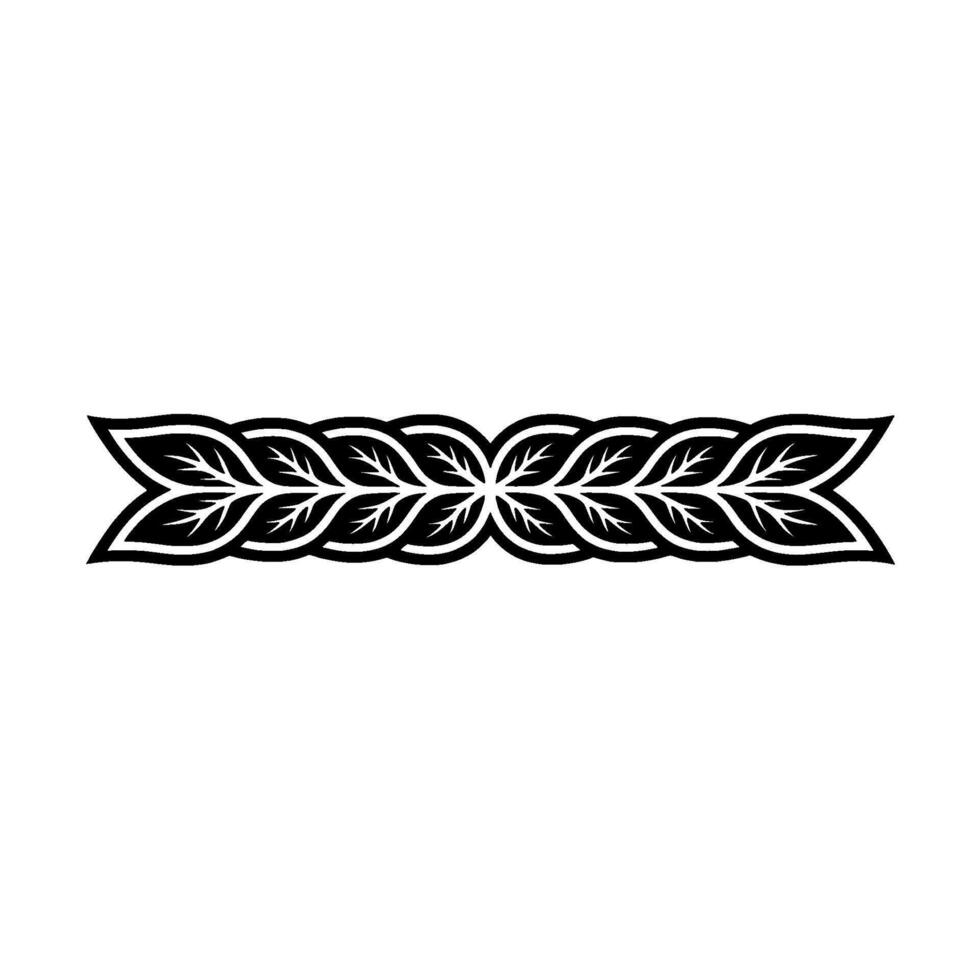 Minimalist Leaf Border , Black White Ornament on White Background vector