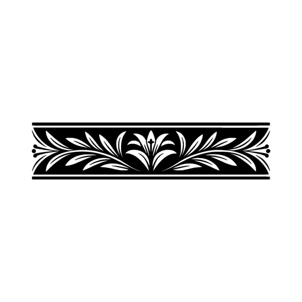 Decorative Floral Border Ornament in Black White Minimalist vector