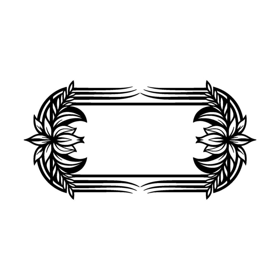 Elegant Floral Frame in Black and White Art Deco Style vector