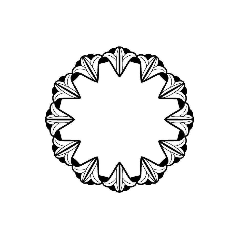 Geometric Floral Circle , Black and White, Minimalist Elegance vector