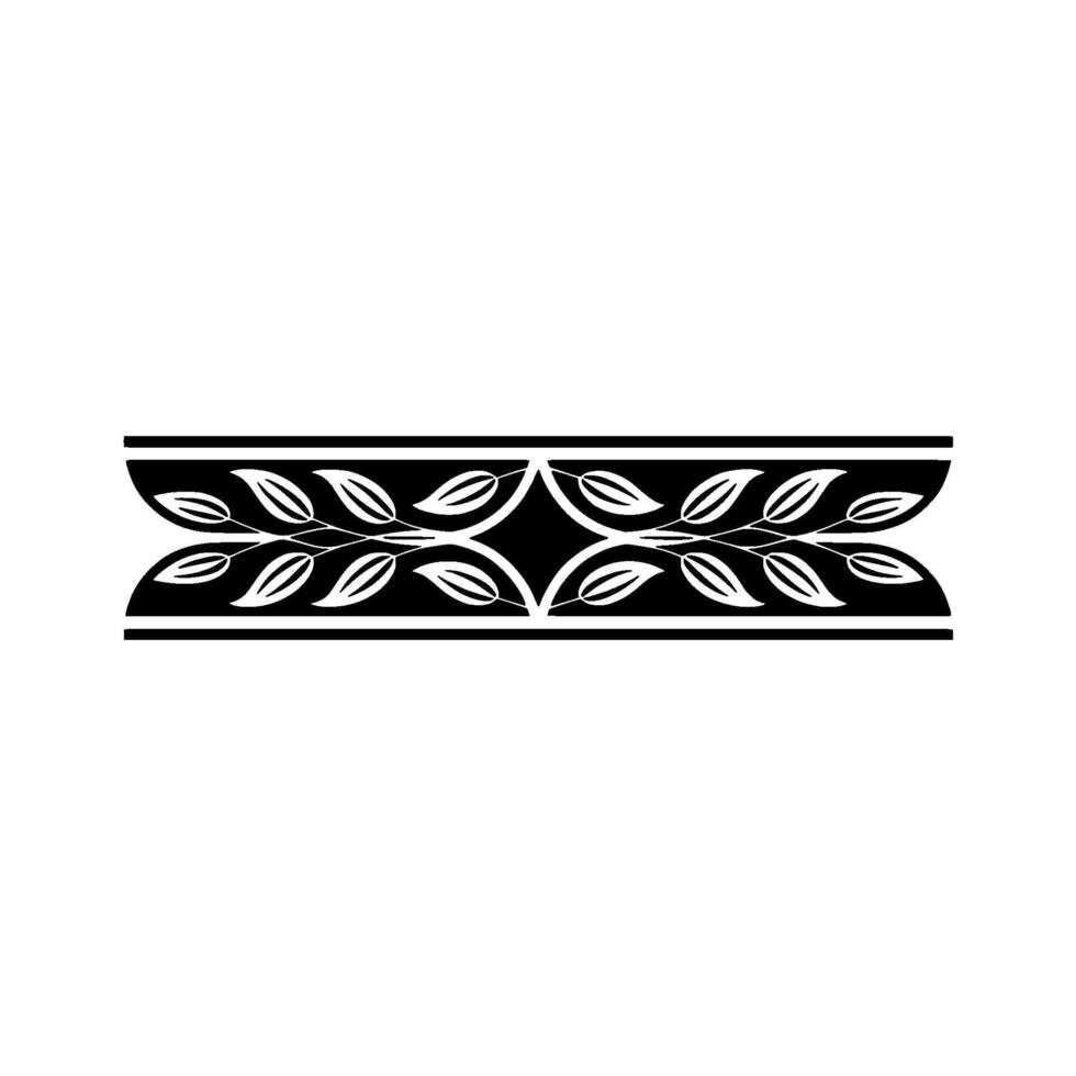Elegant Black and White Leaf Border , Isolated on White vector