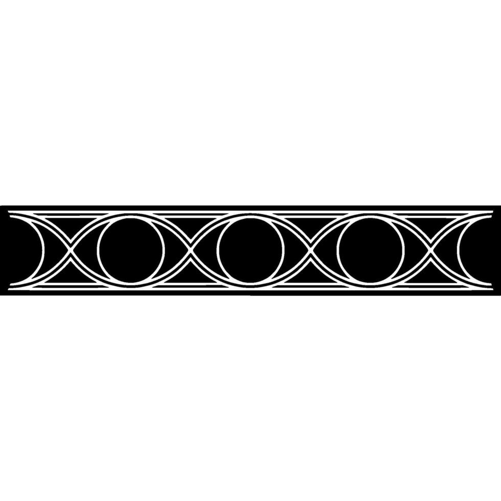 Geometric Eye Motif Border on White, Black White vector