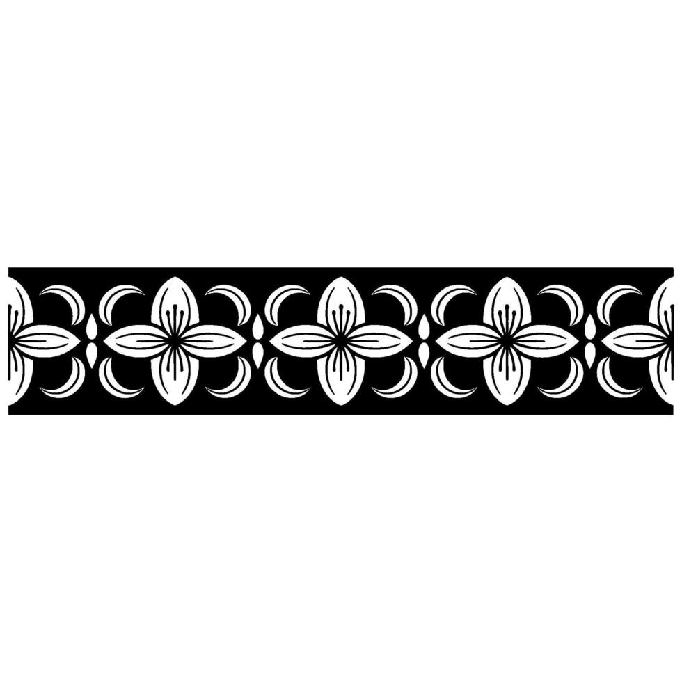 Elegant Floral Border in Black and White Patterned Ornament vector