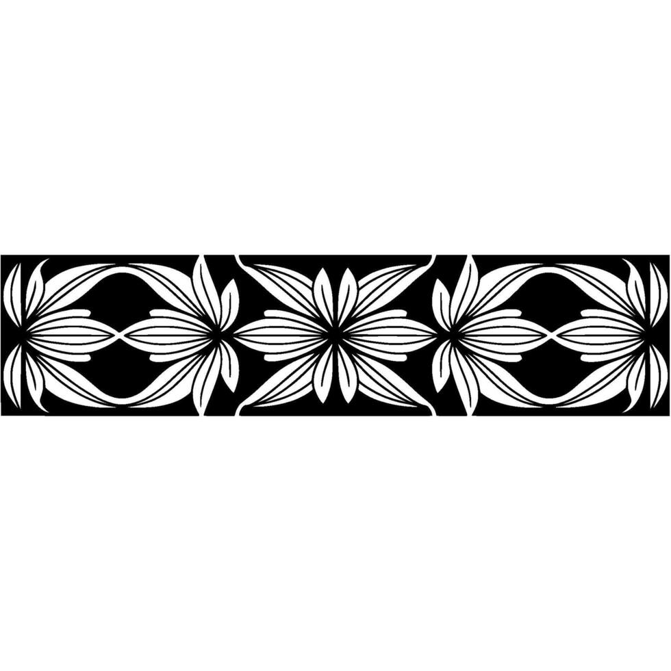 Floral Black and White Border Pattern for Elements vector