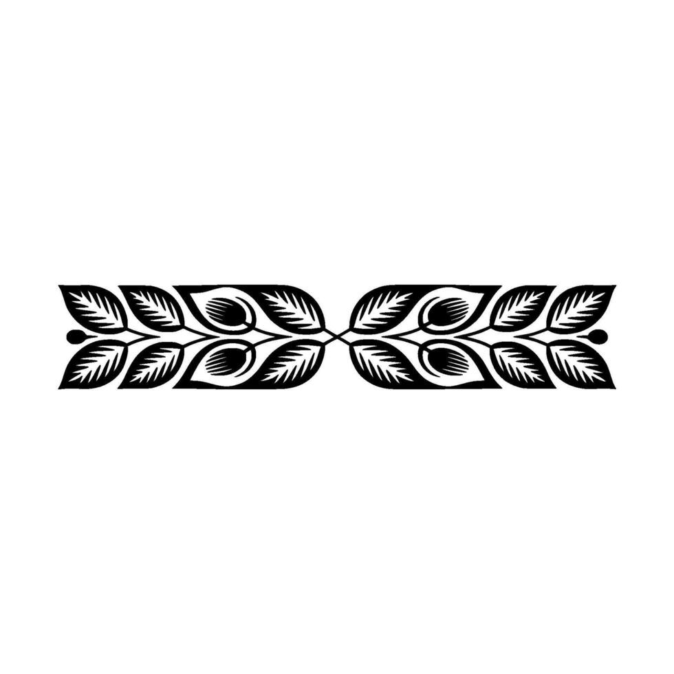 Elegant Black Leaf Border on White Minimalist Floral for Decorative Elements vector