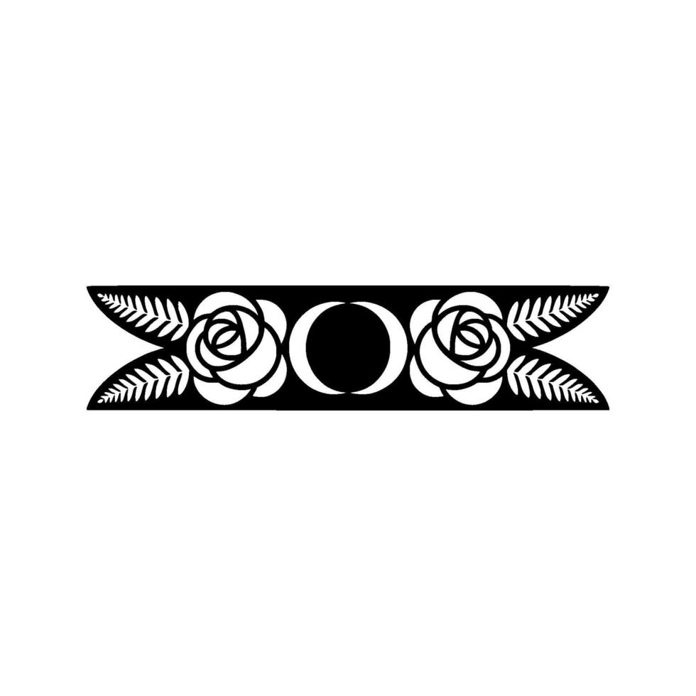 Black Floral Banner on White Elegant Minimalist vector