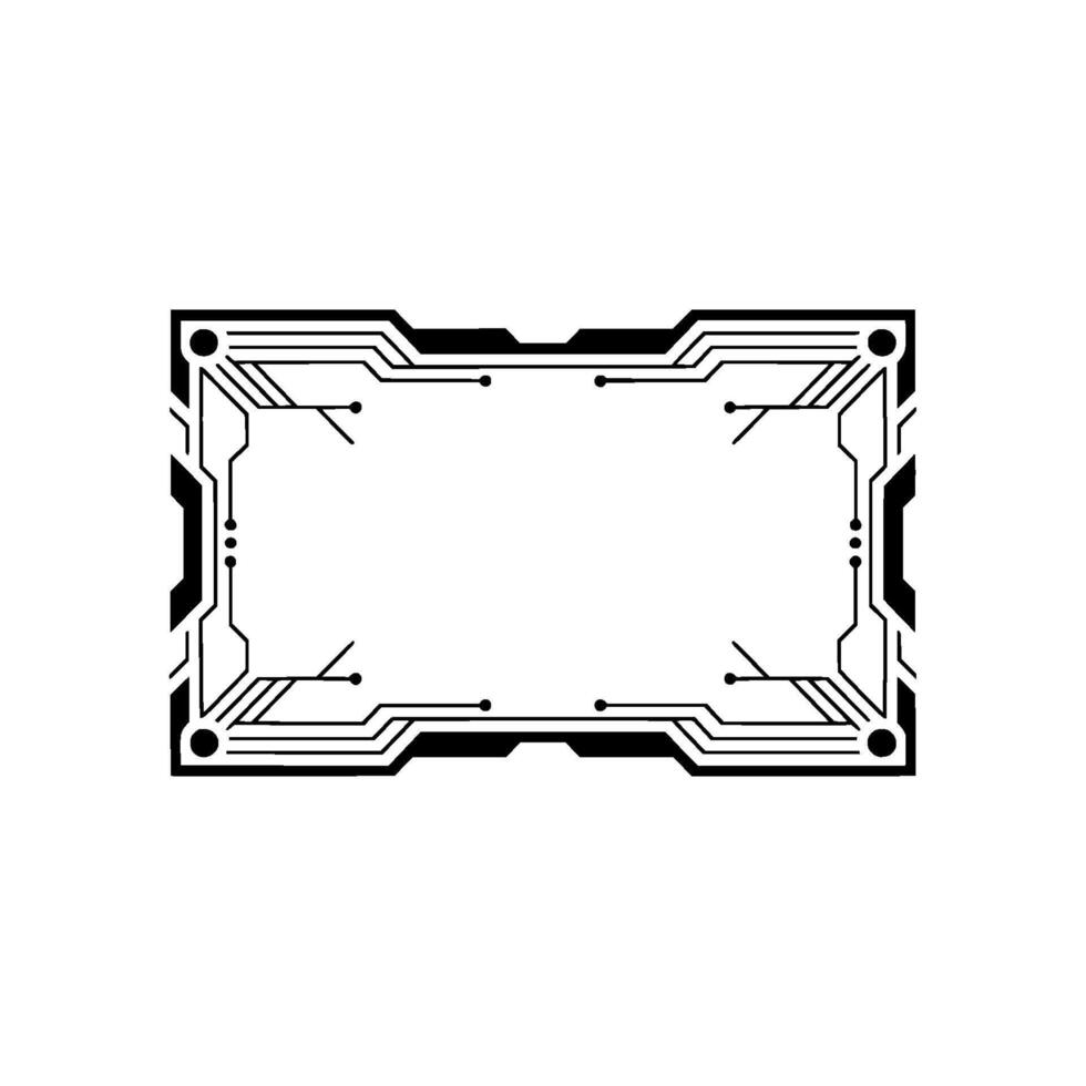 Tech Frame Minimalist Circuit Board on White Background vector
