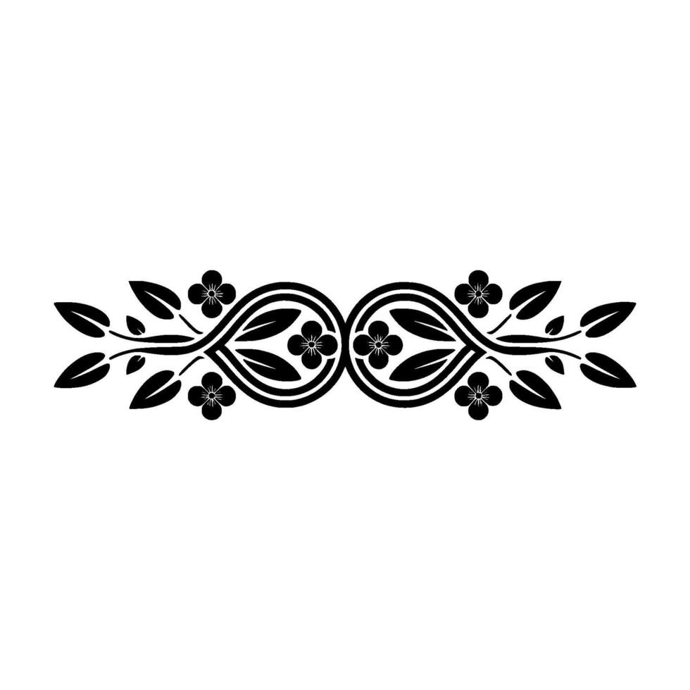 Elegant Black Floral Border Element, Minimalist Decorative vector