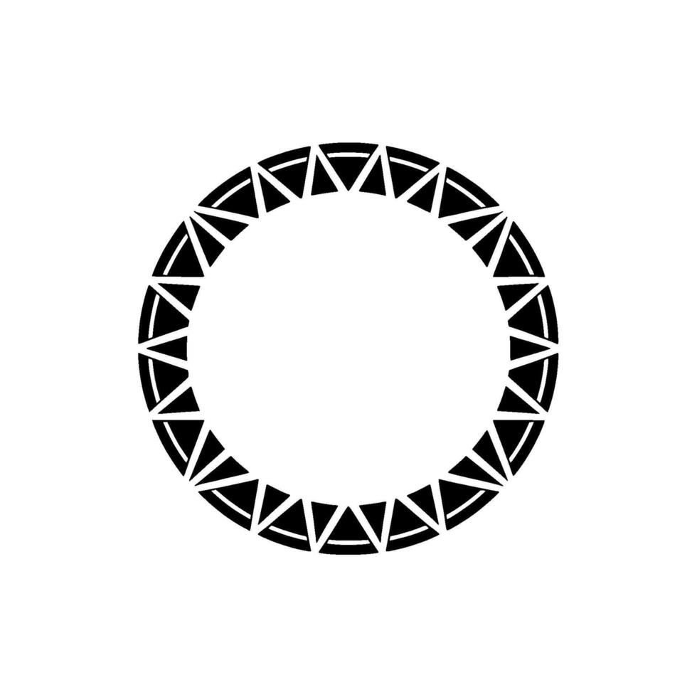Geometric Circle Frame with Triangular Pattern, Minimalist vector