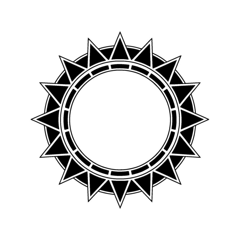 Geometric Sunburst Mandala Illustration, Black and White on White vector