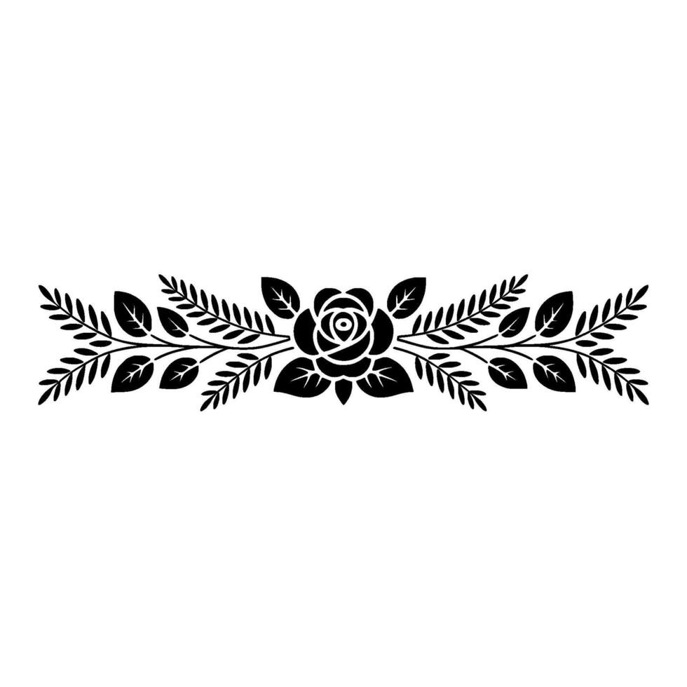 Elegant Floral Divider Black Rose and Leafy Elements vector
