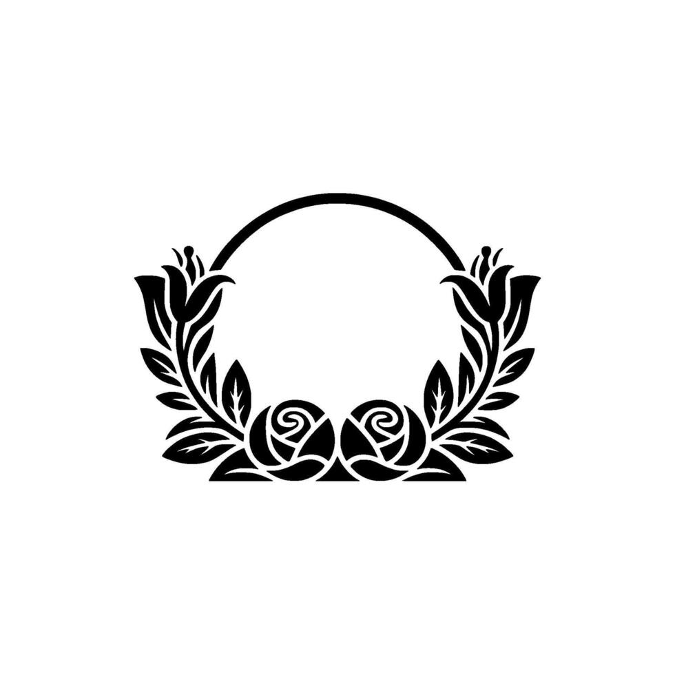 Floral Wreath Silhouette Elegant Botanical Frame for Elements vector