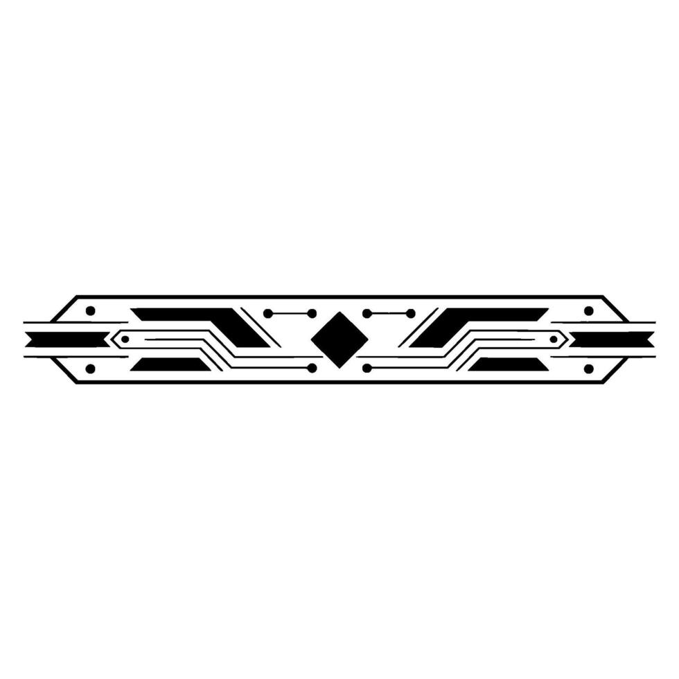 Minimalist Tech Ornament Geometric Circuit Board , Black White vector