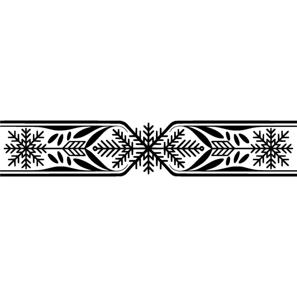 Elegant Winter Border with Snowflakes Foliage, Black White vector