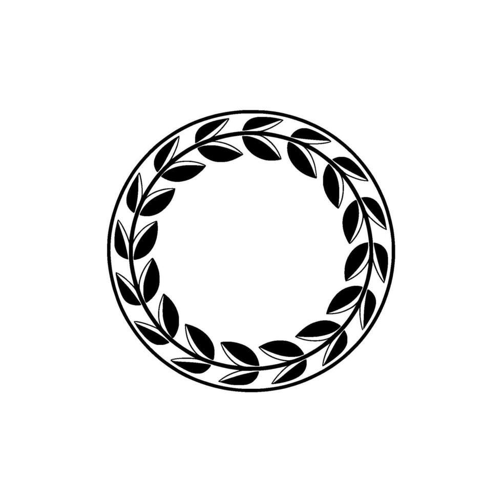 Elegant Black Leaf Wreath on White Background Minimalist vector