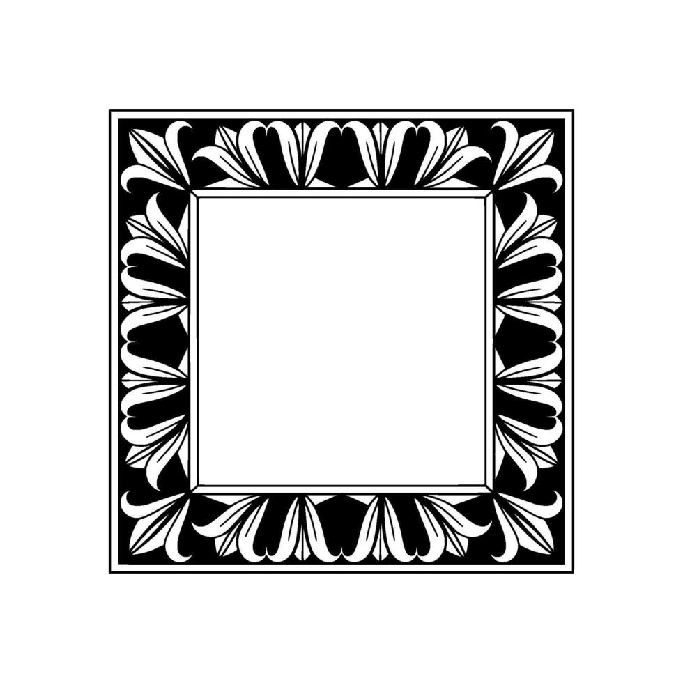 Elegant Black White Decorative Frame, Art Deco Style, for Invitations vector