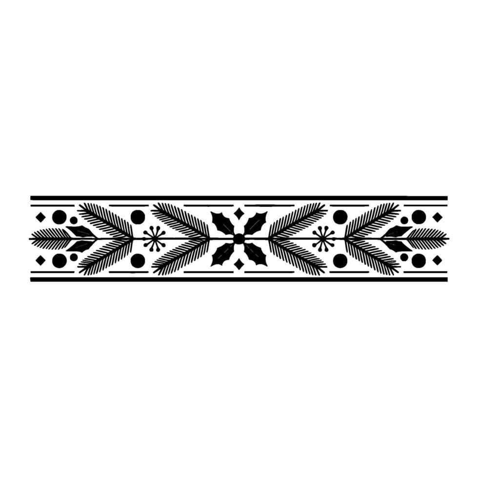 Minimalist Christmas Border Holly, Pine, Snowflake Pattern vector