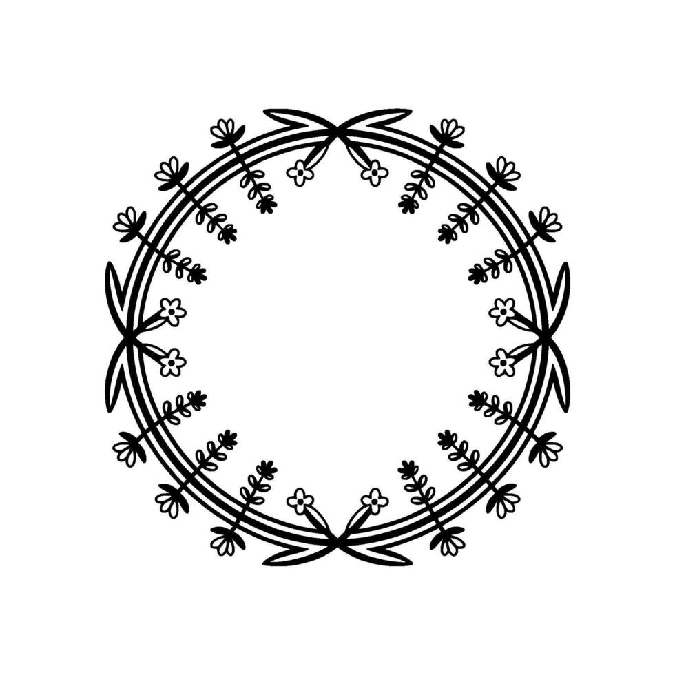 Elegant Black Floral Wreath , Minimalist , Invitation Template vector