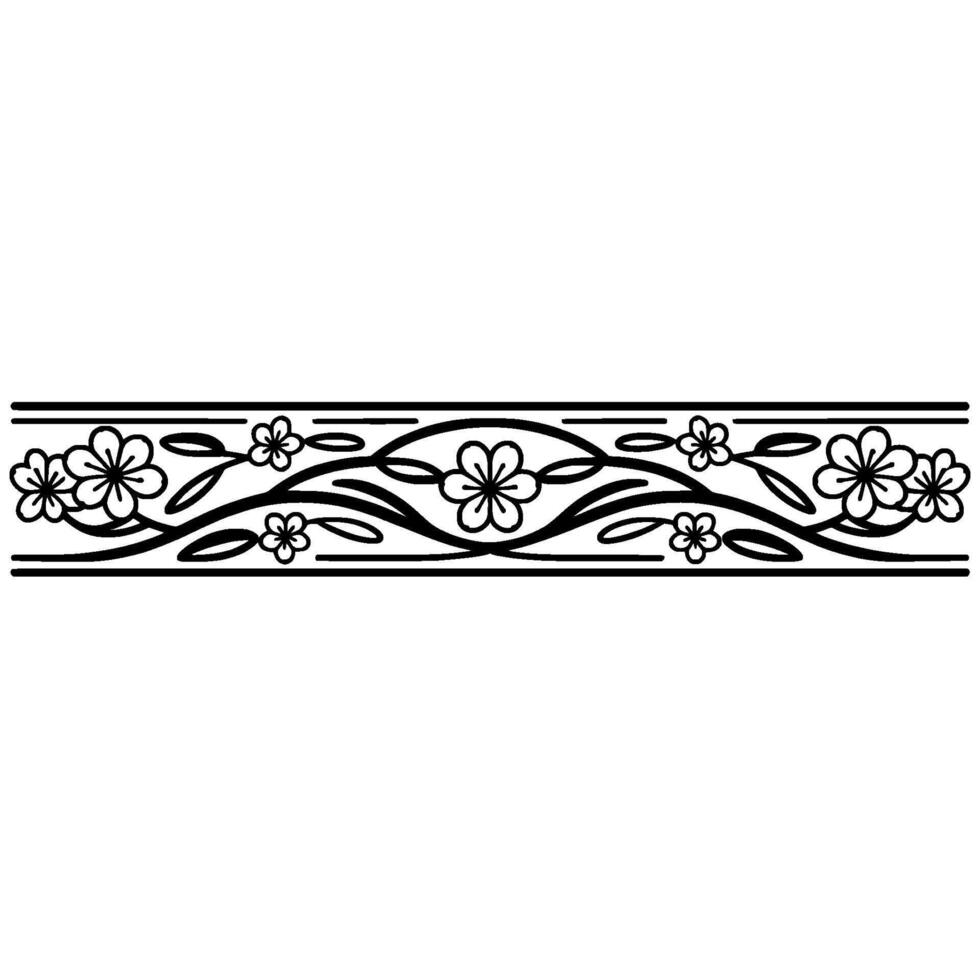 Floral Border Elegant Decorative Element on White Background vector