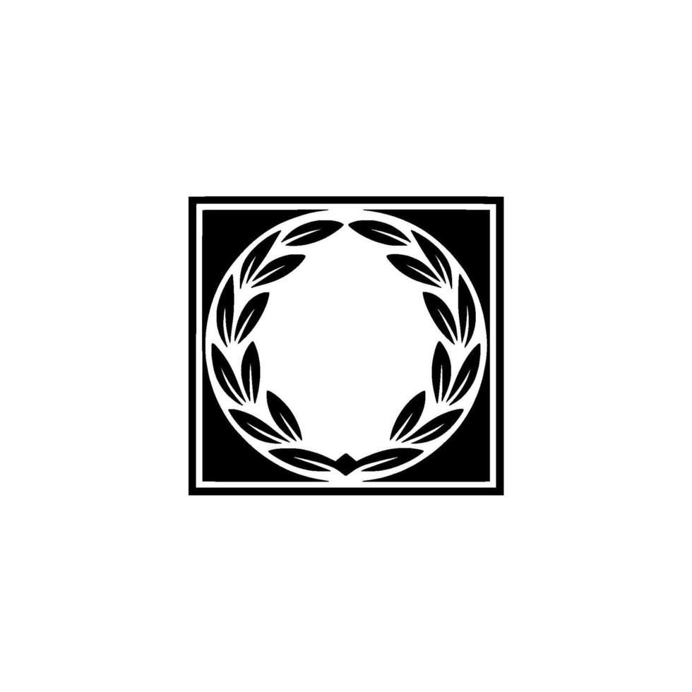 Minimalist Laurel Wreath Emblem Black and White , Abstract Decor vector
