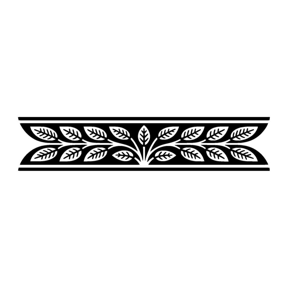 Decorative Leafy Border Element, Black and White, Illustration vector