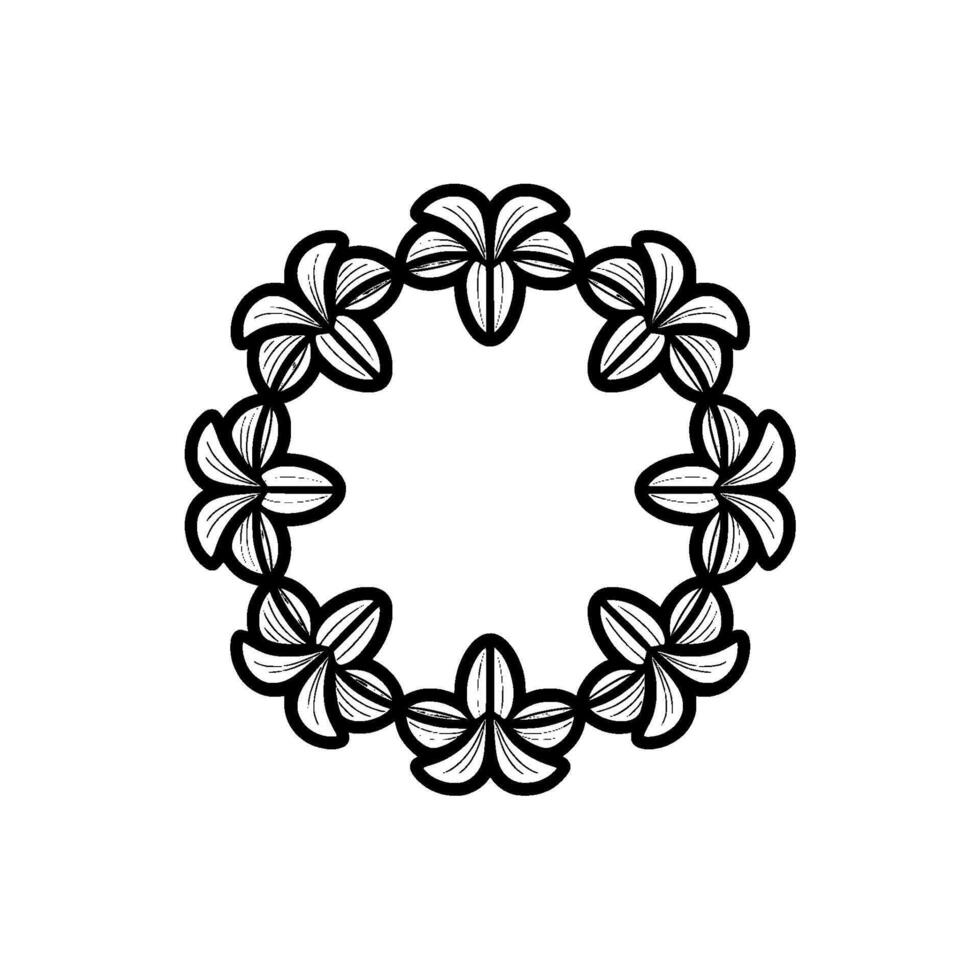 Geometric Flower Circle on White, Minimalist vector