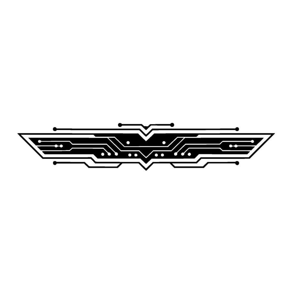 Minimalist Circuit Board Tech Emblem, Black on White vector