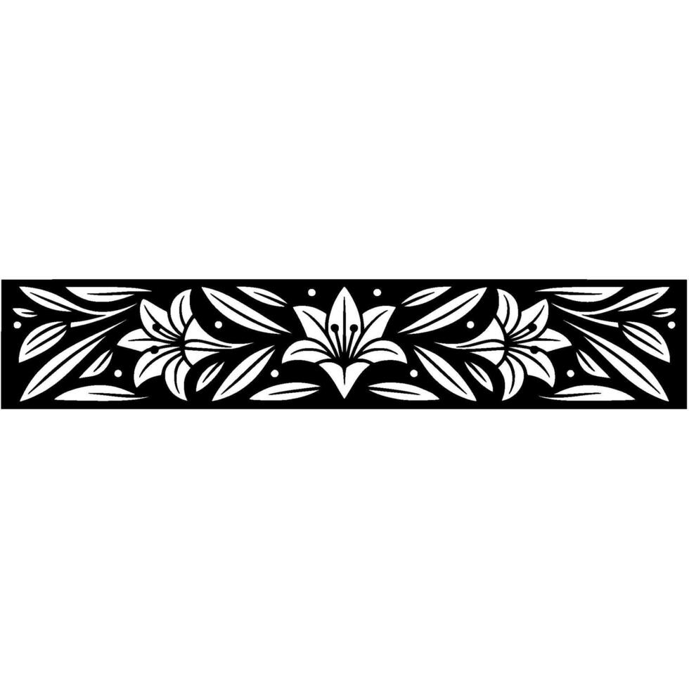 Elegant Floral Border Illustration Black and White Line Art vector