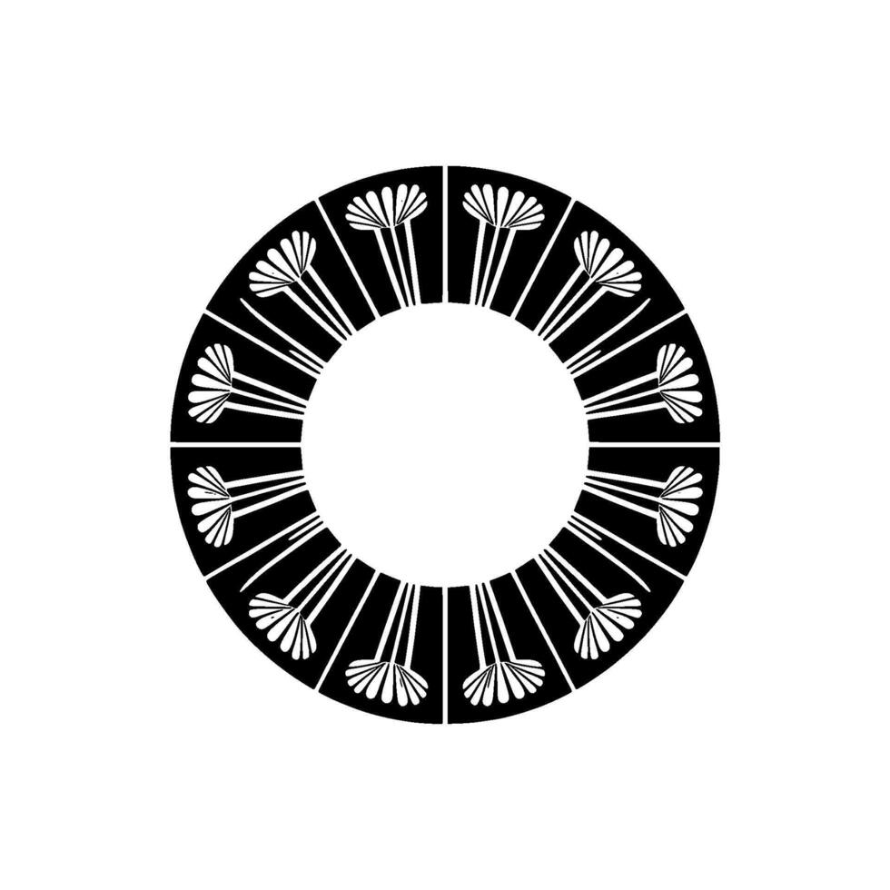 Minimalist Floral Mandala Circle Black and White vector