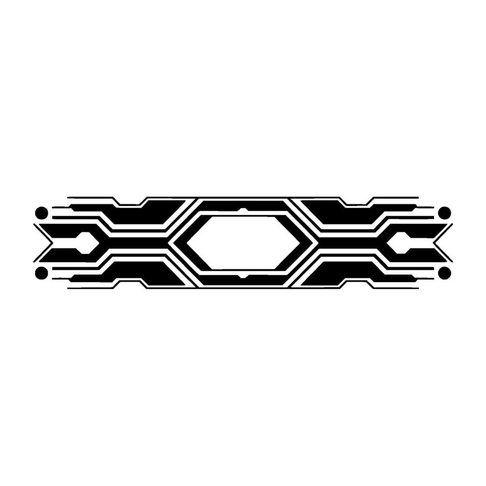 Tech Border Element Minimalist Black White Hexagon vector