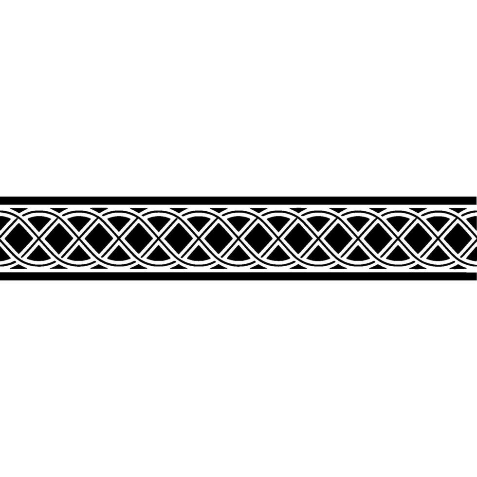 Geometric Celtic Knot Border on White, Seamless Pattern vector
