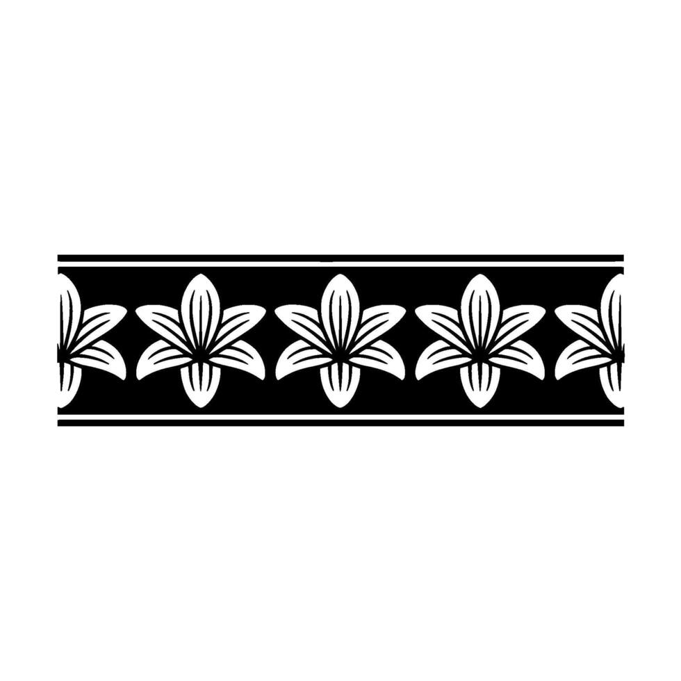 Floral Border , Black and White, Minimalist Style vector