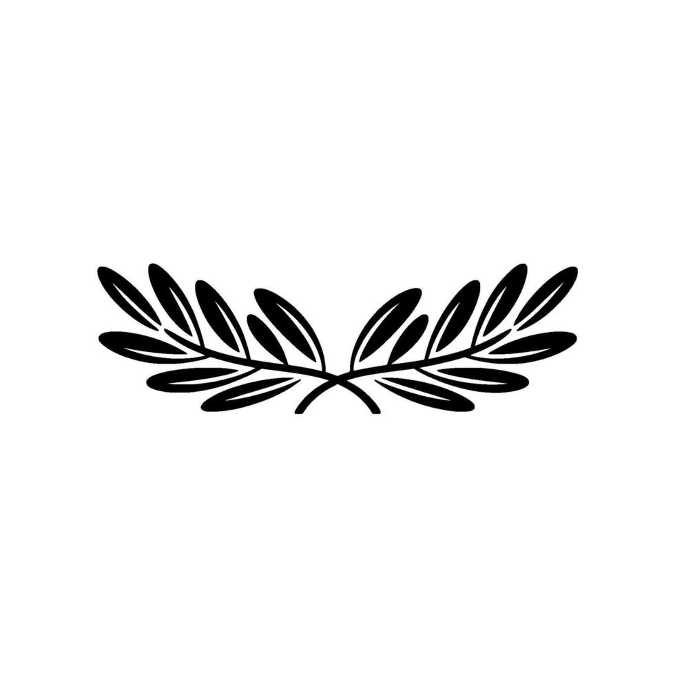 Minimalist Black Olive Branch on White Background vector