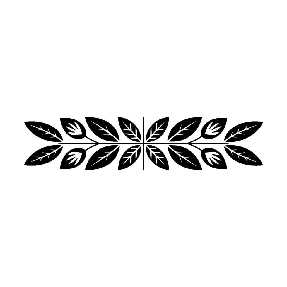 Minimalist Laurel Wreath Divider, Black Leaves on White Background vector
