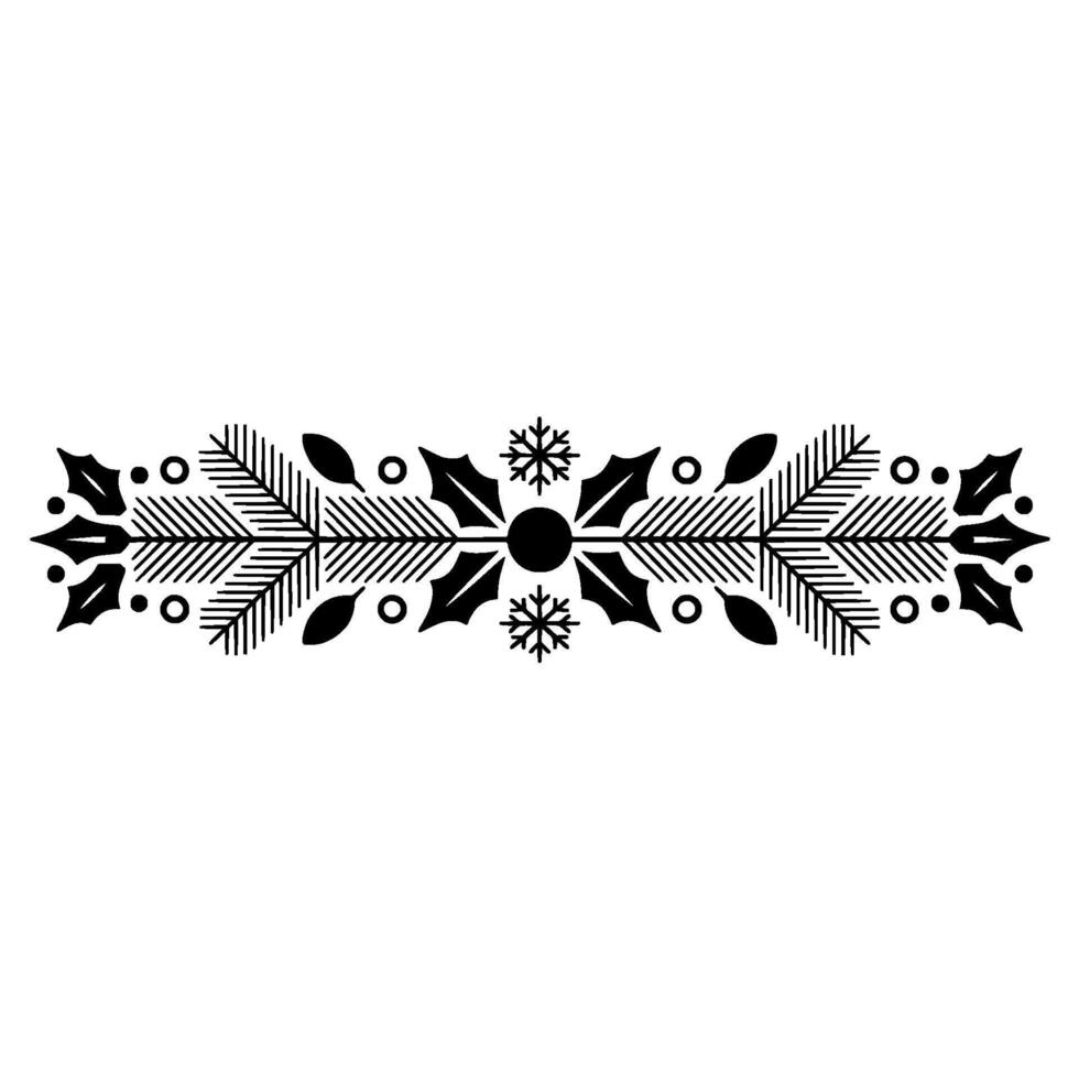 Minimalist Christmas Garland Border, Black White vector
