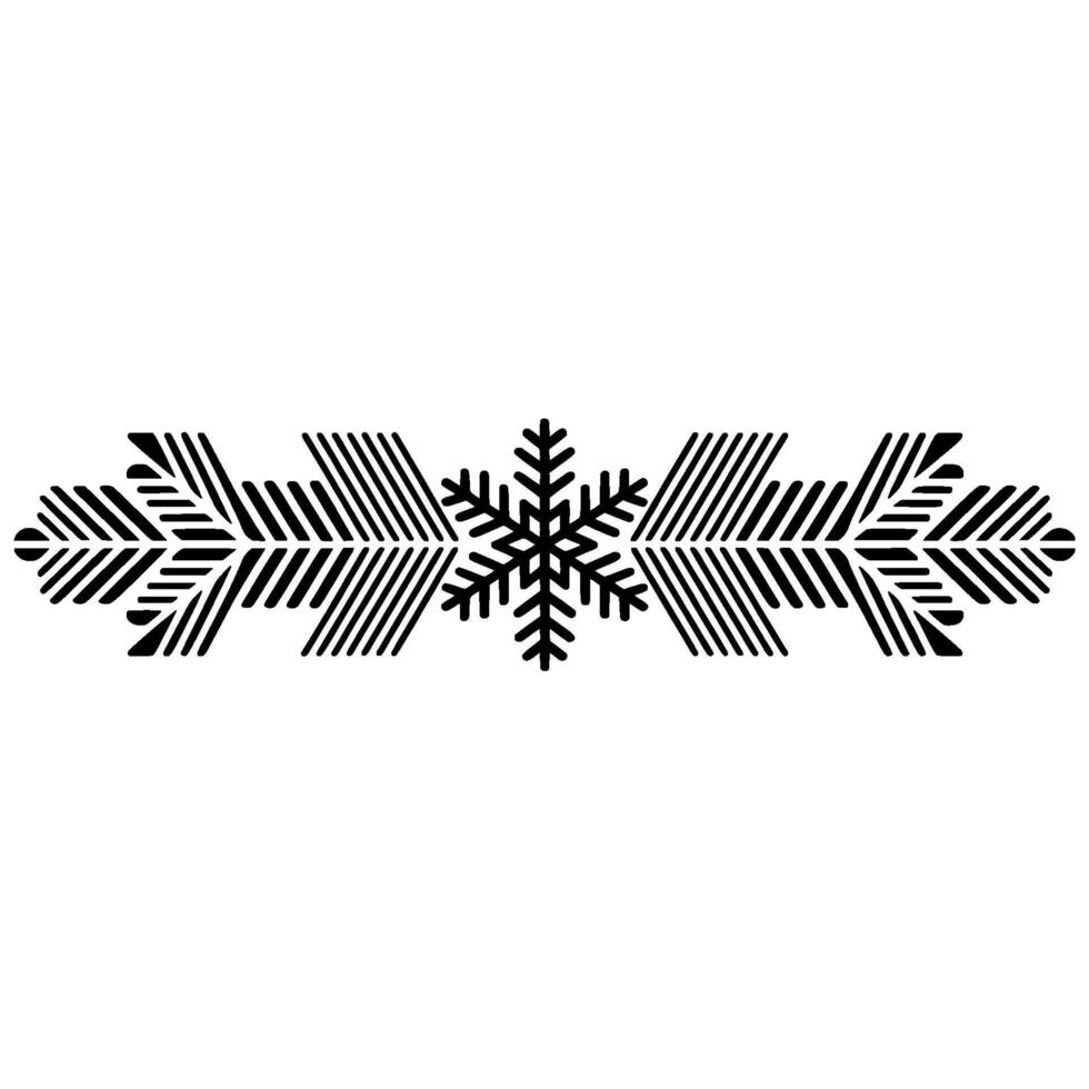 Minimalist Winter Snowflake Border , Black and White Pattern vector