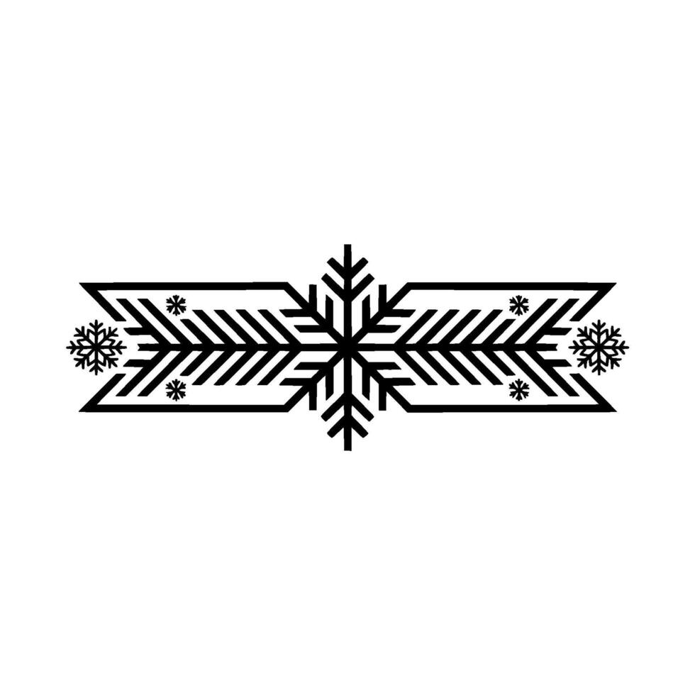 Geometric Snowflake in Minimalist Black on White, Winter vector