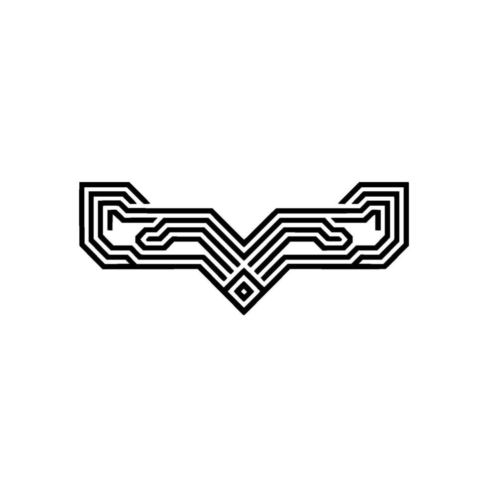 Abstract Geometric WingShaped , Minimalist, Circuit Board , Black and White vector