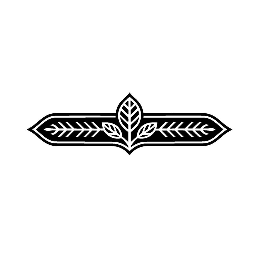 Minimalist Foliage Ornament in Black and White Element vector