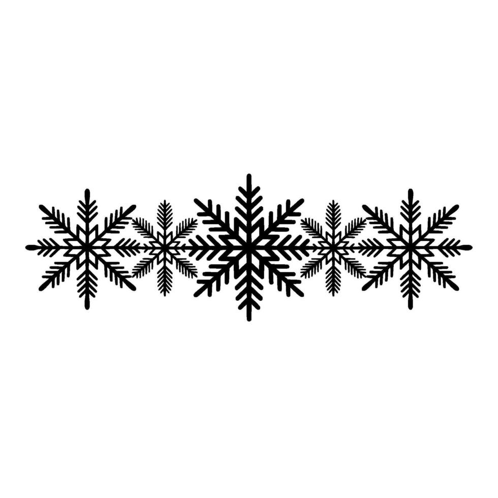 Black Snowflake Border on White Minimalist Winter vector