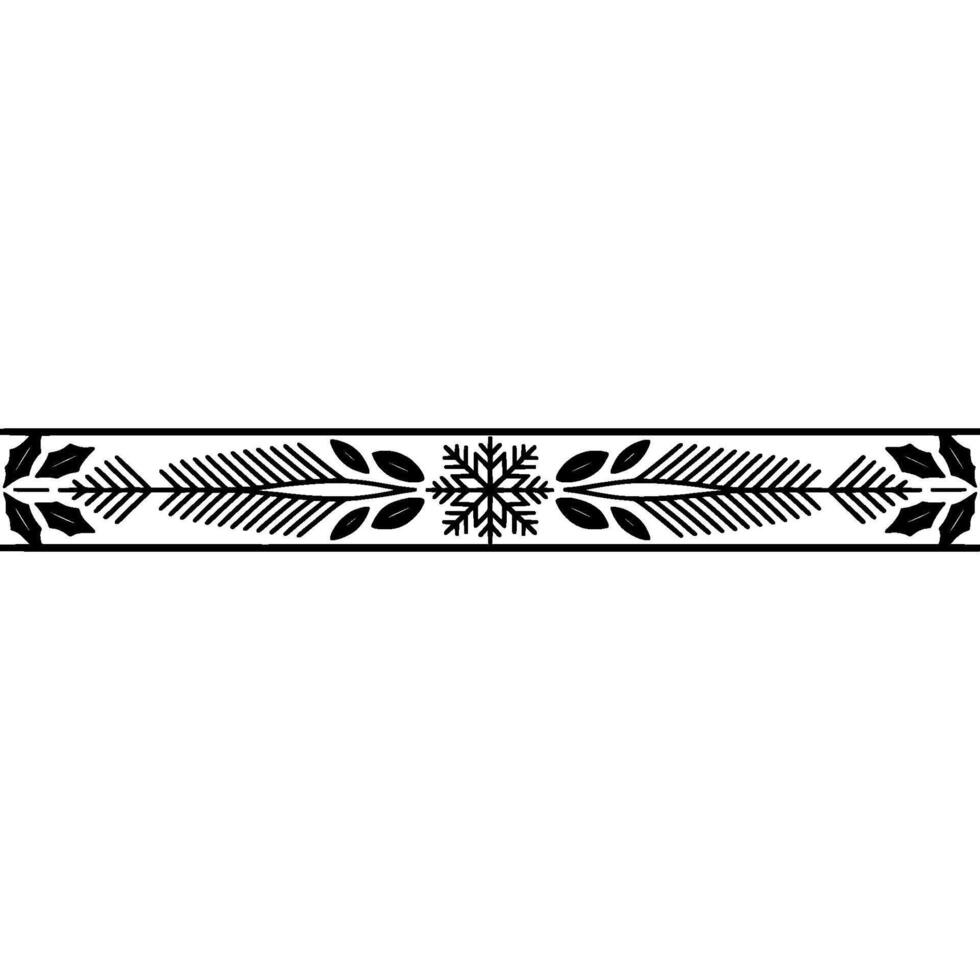 Minimalist Christmas Border Black Winter Garland on White vector