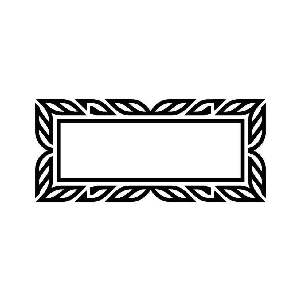 Elegant Black and White Decorative Frame with Leafy on White Background vector