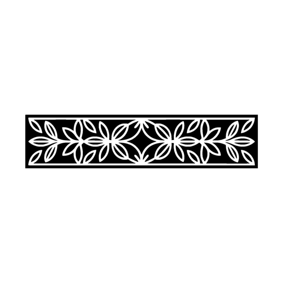 Elegant Geometric Leafy Border in Black White vector