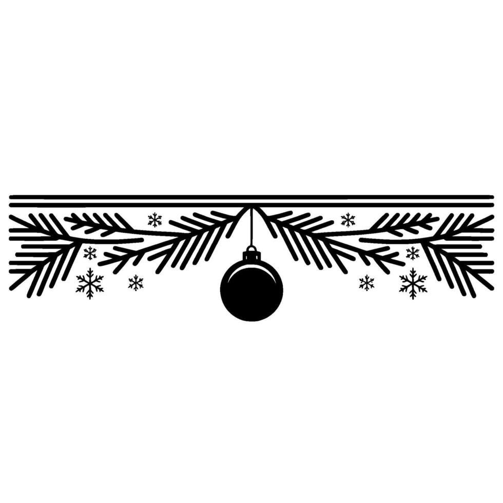 Minimalist Christmas Ornament Pine Branch Border vector