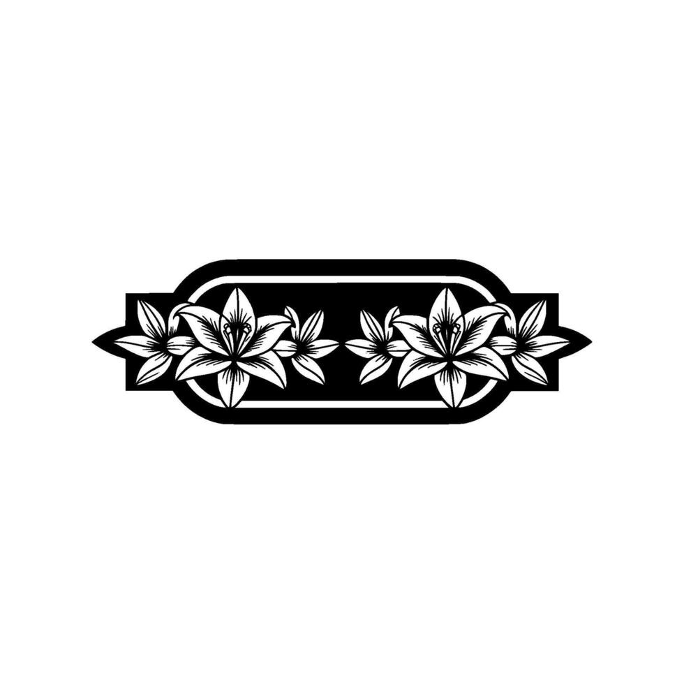 Elegant Lily Floral Banner, Black White vector