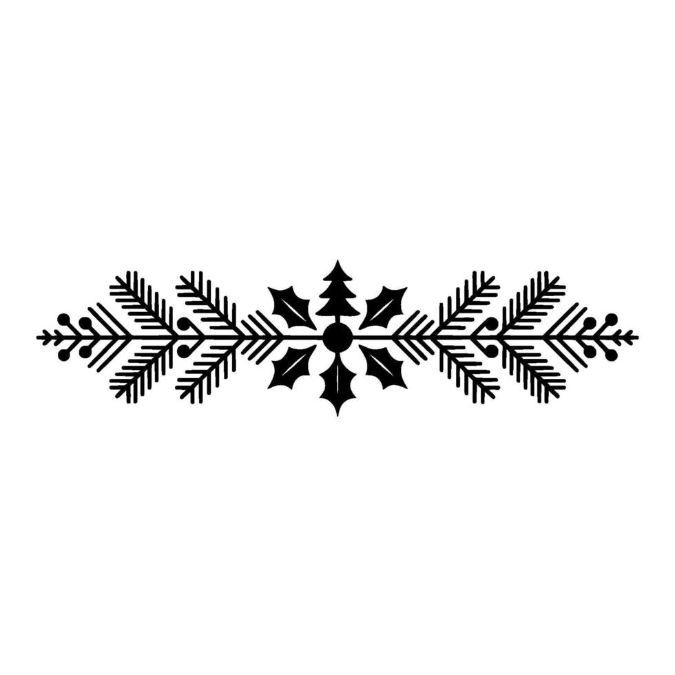 Minimalist Black Christmas Border Fir, Holly, Decorative Element vector